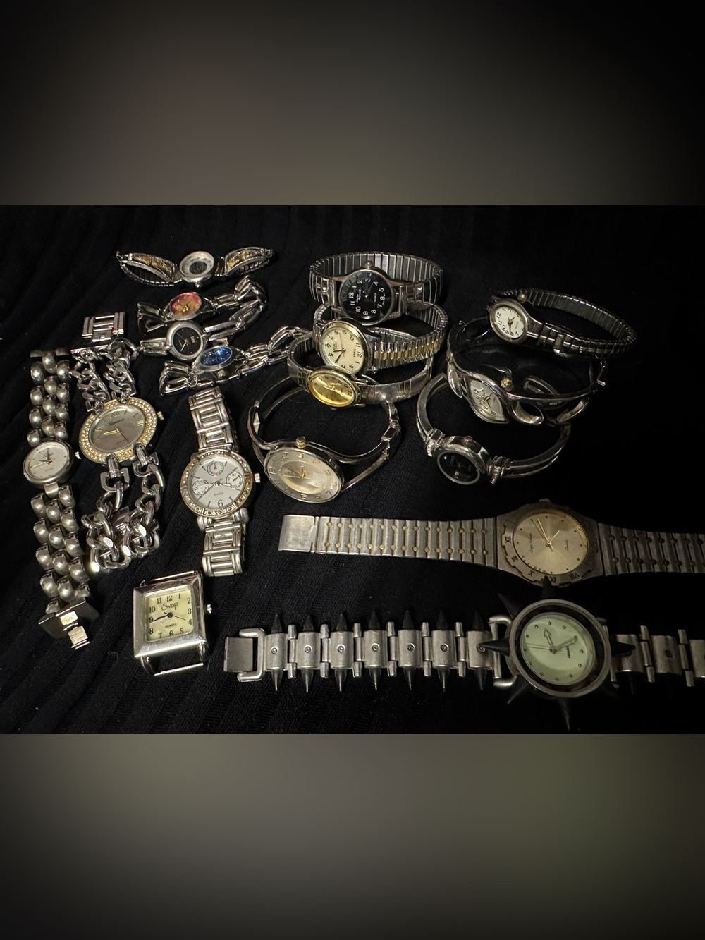 Lot of Silver and Gold Watches Two-Tone Metal Bracelets Various Brands for Parts